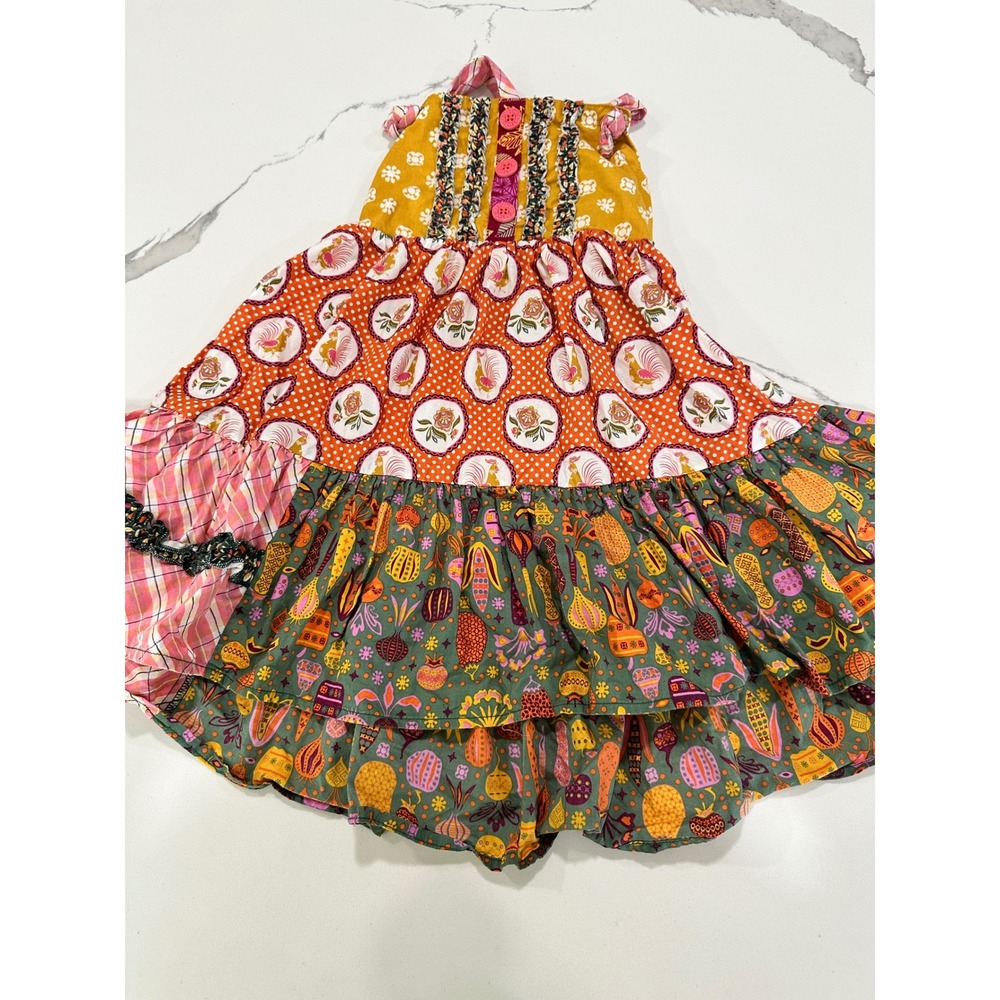 Matilda Jane Girls Dress Colorful Patchwork Tiered Ruffle Size 4 - Picture 1 of 4